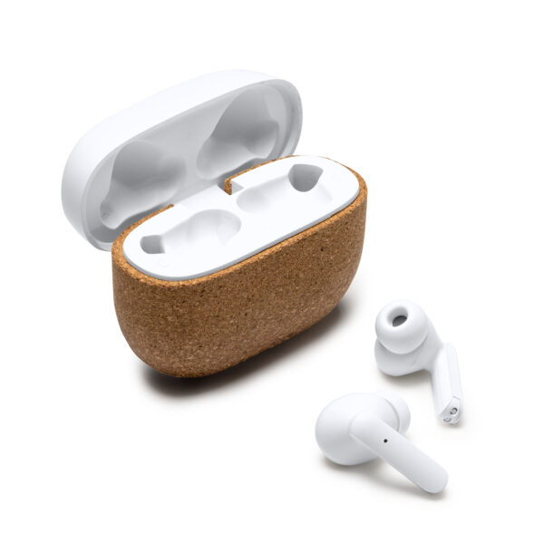 Auriculares inalámbricos con cuerpo elaborado en ABS reciclado y recubrimiento de corcho natural