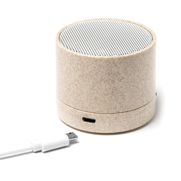 Altavoz inalámbrico realizado en fibra de trigo.